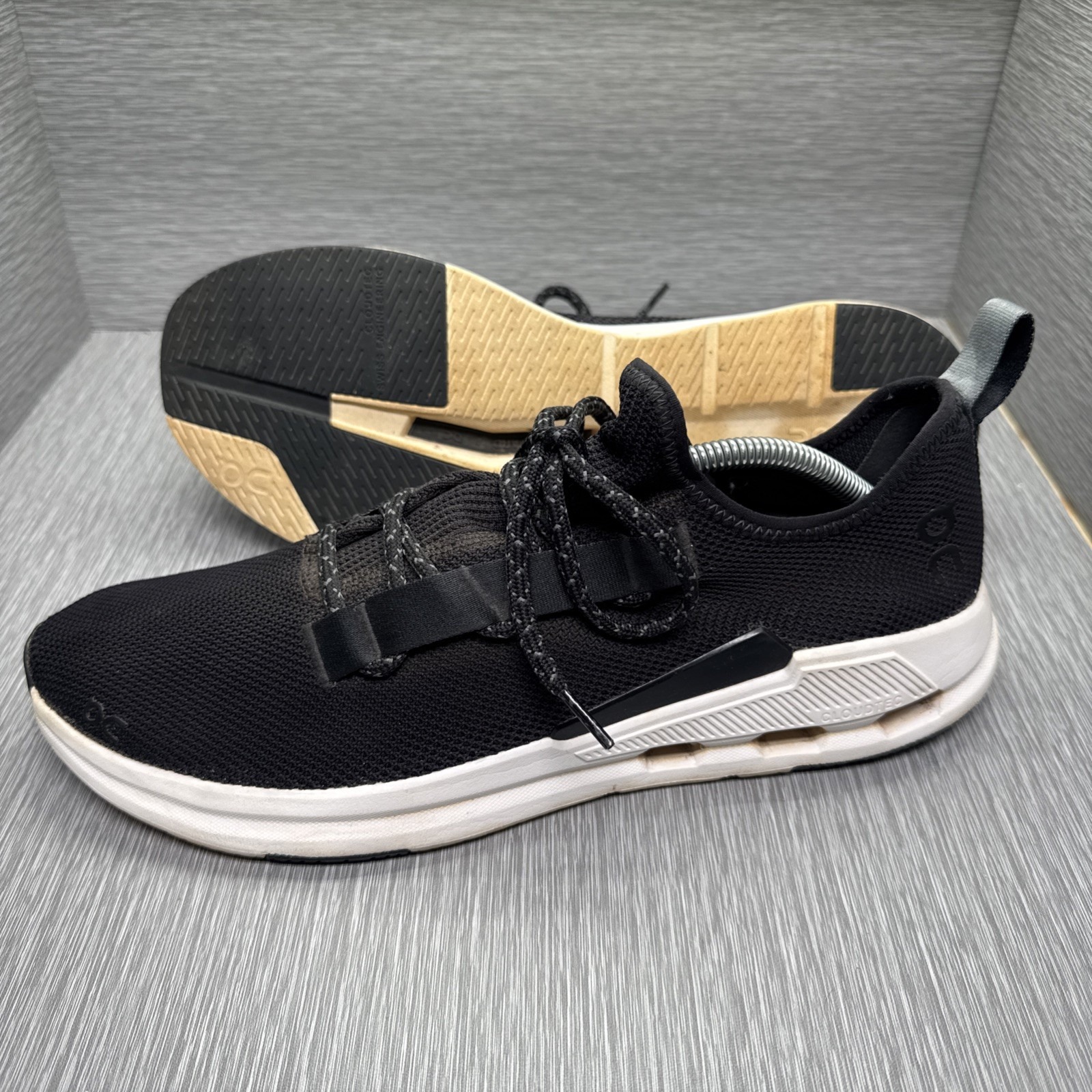 On Running Cloudnova Men's 12 Black White Sneakers Athletic Running Shoes